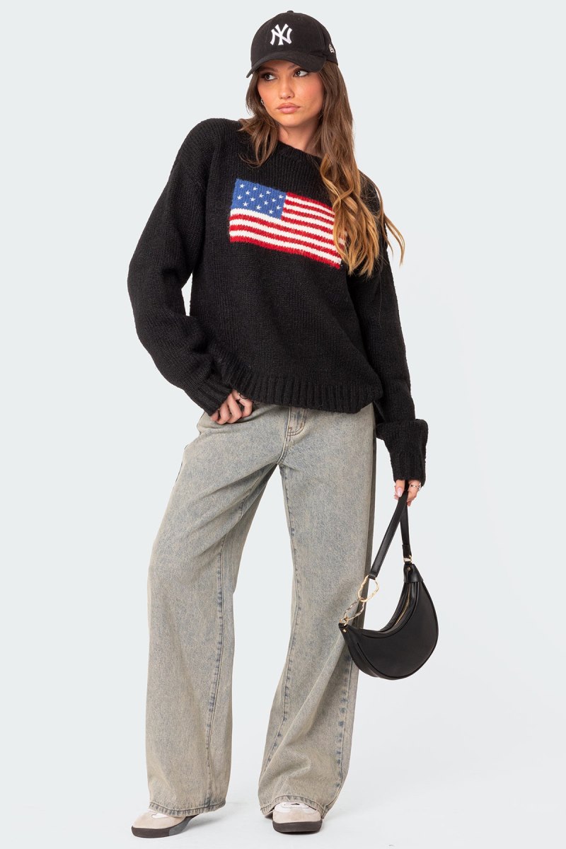 Edikted Usa Oversized Chunky Knit Sweater Black | USA ZC333833J4