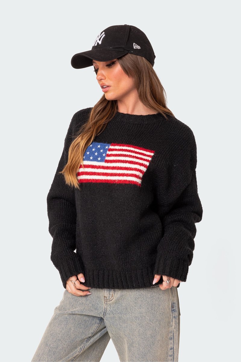 Edikted Usa Oversized Chunky Knit Sweater Black | USA ZC333833J4