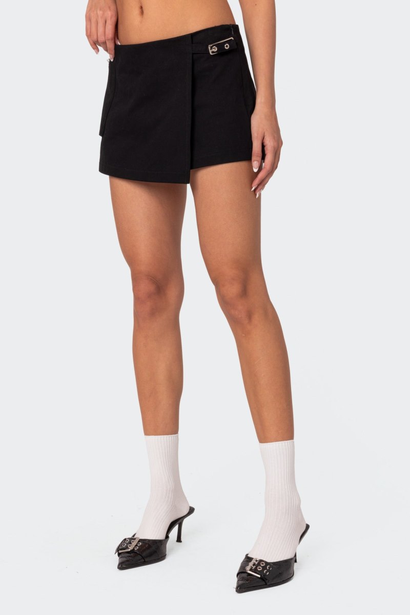 Edikted Utility Micro Wrap Skorts Black | USA WF119031J3