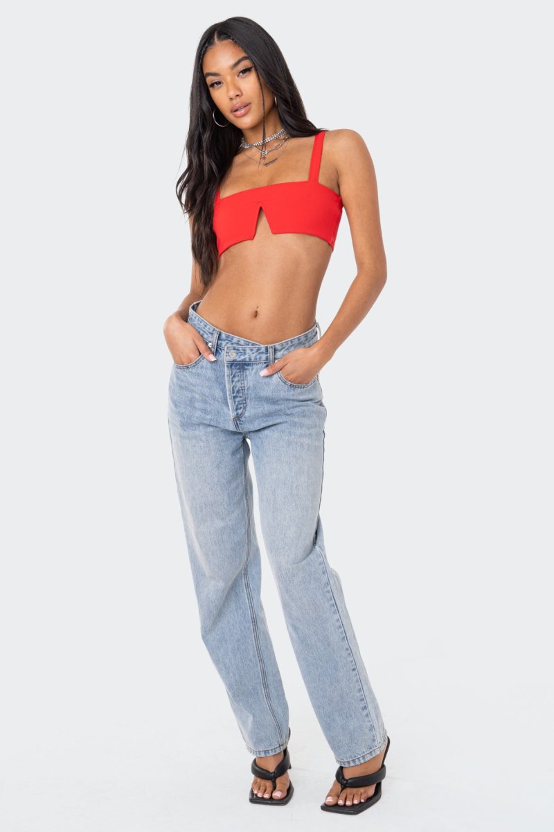 Edikted Valeria V Crop Tops Black | USA SN668276A1