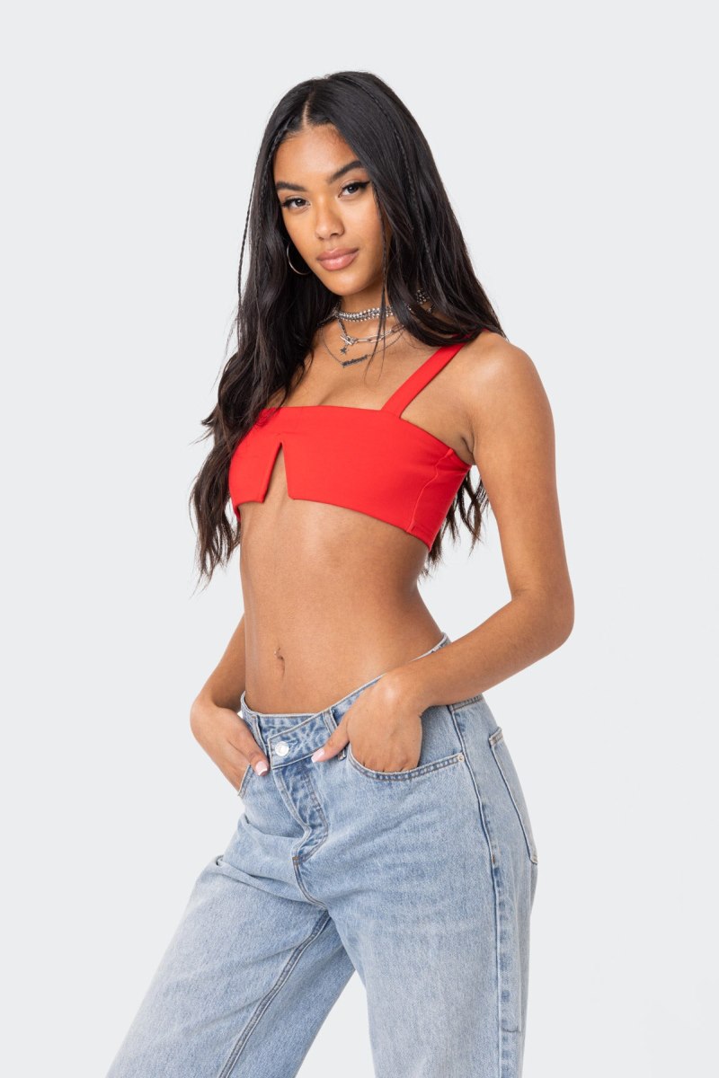 Edikted Valeria V Crop Tops Black | USA SN668276A1
