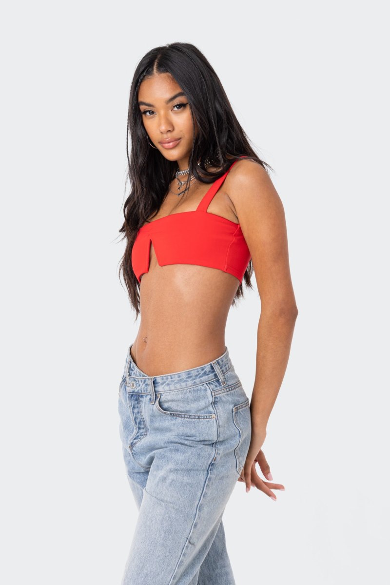 Edikted Valeria V Crop Tops Black | USA SN668276A1
