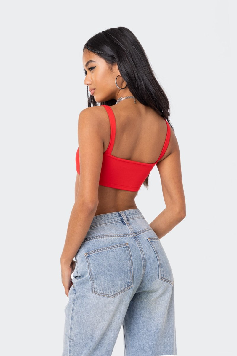 Edikted Valeria V Crop Tops Black | USA SN668276A1