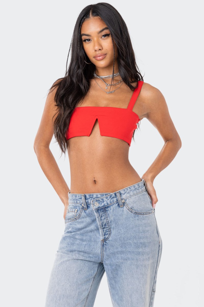 Edikted Valeria V Crop Tops Black | USA SN668276A1