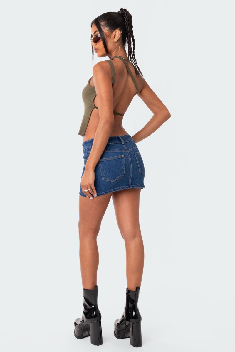 Edikted Verdi Open-Back One Shoulder Crop Tops Olive | USA LF385608B4