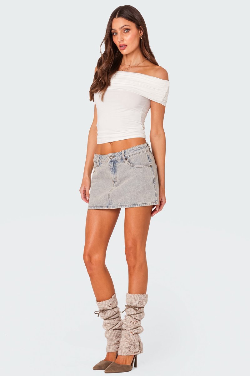 Edikted Vintage Washed Denim Mini Skirts Blue Washed | USA BH143404F5