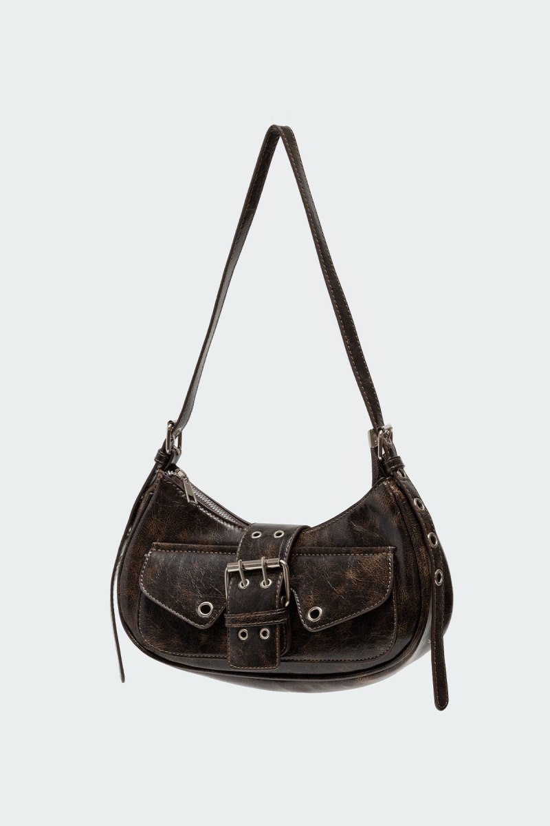 Edikted Washed Faux Leather Buckle Bags Brown | USA IN147344A8