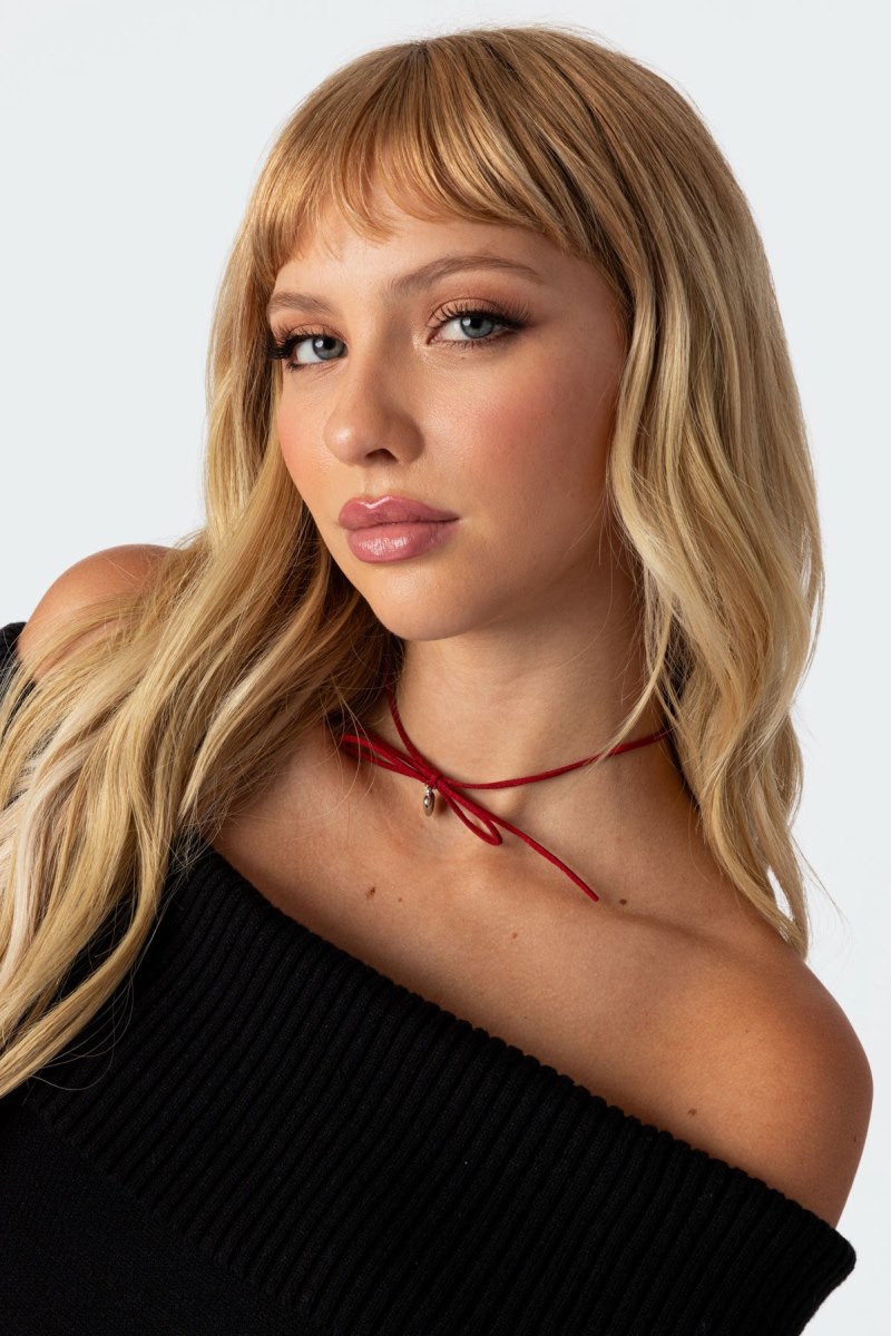 Edikted Wednesday Bow Necklaces Black | USA XH726742T0