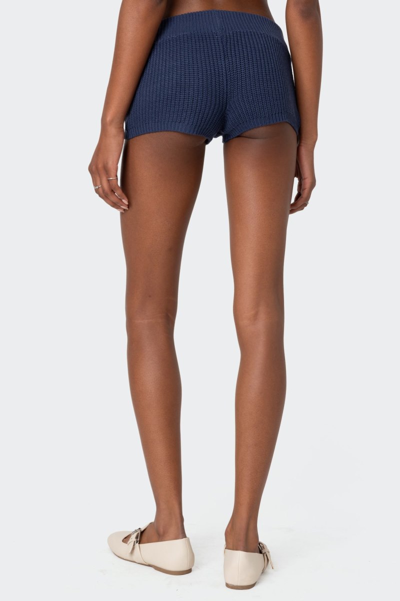 Edikted Weekender Knit Micro Shorts Navy | USA CJ700060G9