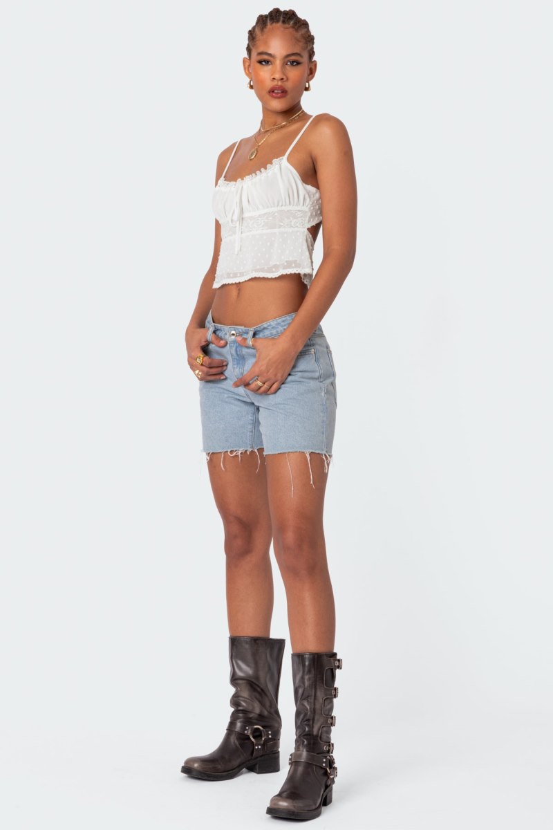 Edikted Wendy Tie Back Lacey Tank Top Black | USA PJ530493H0