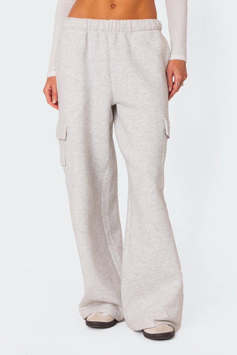 Edikted Wide Leg Cargo Sweatpants Burgundy | USA NI620962L3
