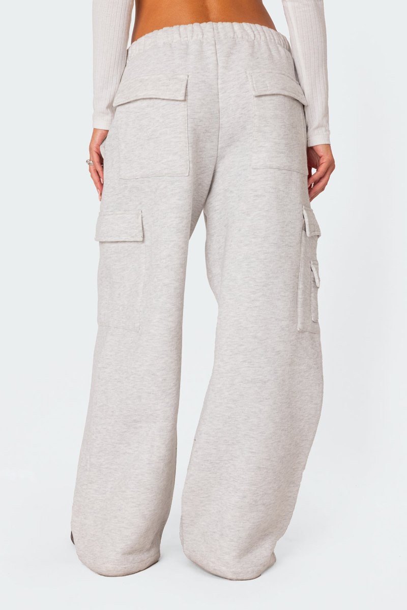 Edikted Wide Leg Cargo Sweatpants Burgundy | USA NI620962L3