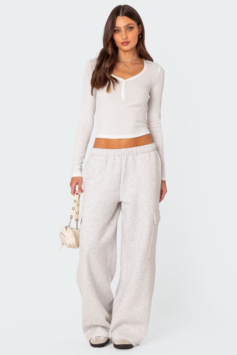 Edikted Wide Leg Cargo Sweatpants Burgundy | USA NI620962L3