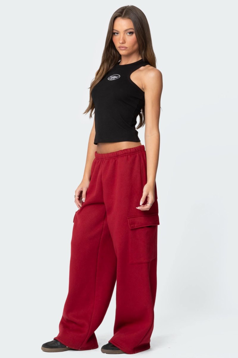 Edikted Wide Leg Cargo Sweatpants Burgundy | USA EZ972757Q2