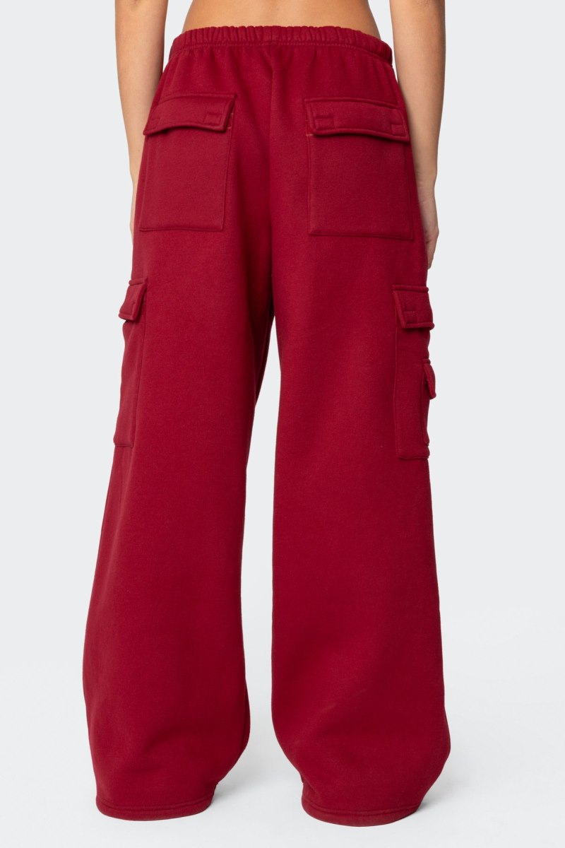 Edikted Wide Leg Cargo Sweatpants Burgundy | USA EZ972757Q2