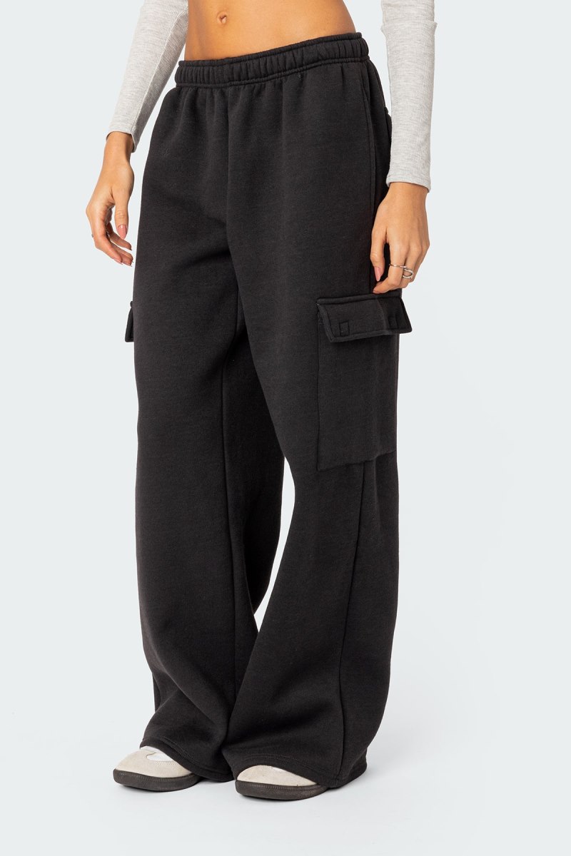Edikted Wide Leg Cargo Sweatpants Burgundy | USA FI894079M0