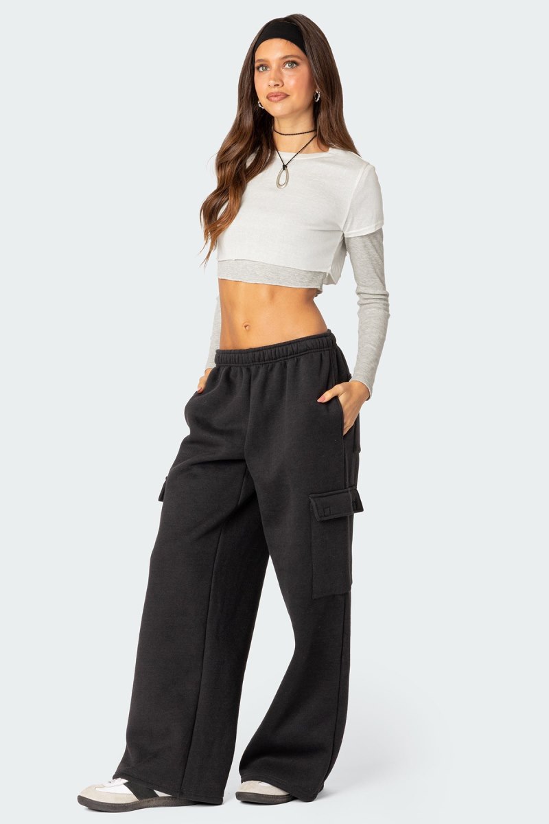 Edikted Wide Leg Cargo Sweatpants Burgundy | USA FI894079M0