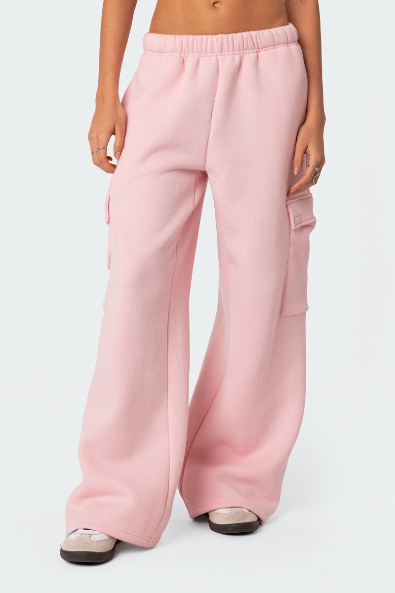 Edikted Wide Leg Cargo Sweatpants Burgundy | USA ZZ093369W2