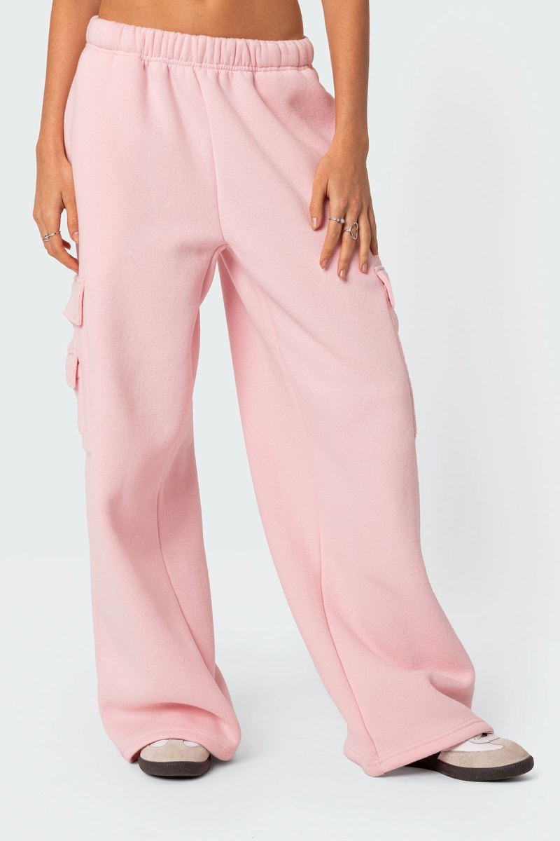 Edikted Wide Leg Cargo Sweatpants Burgundy | USA ZZ093369W2