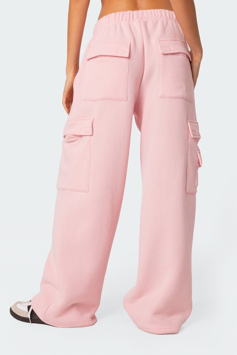 Edikted Wide Leg Cargo Sweatpants Burgundy | USA ZZ093369W2