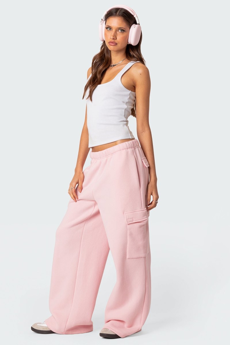 Edikted Wide Leg Cargo Sweatpants Burgundy | USA ZZ093369W2