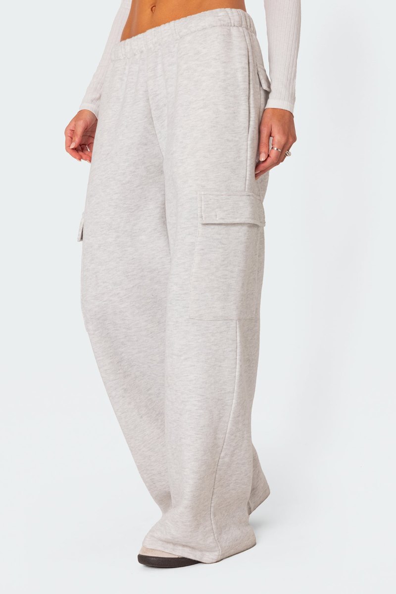 Edikted Wide Leg Cargo Sweatpants Cargo Pants Burgundy | USA LG263416I4