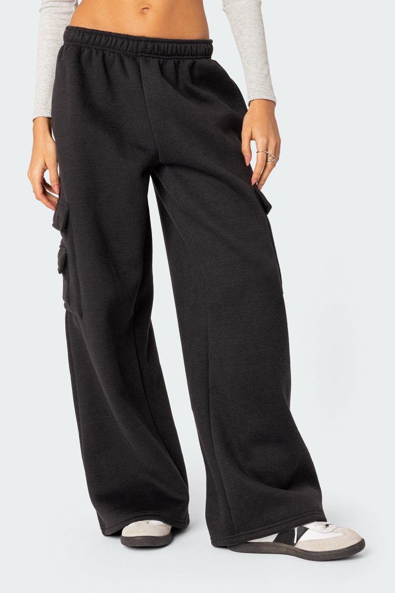 Edikted Wide Leg Cargo Sweatpants Cargo Pants Burgundy | USA DP338683I3