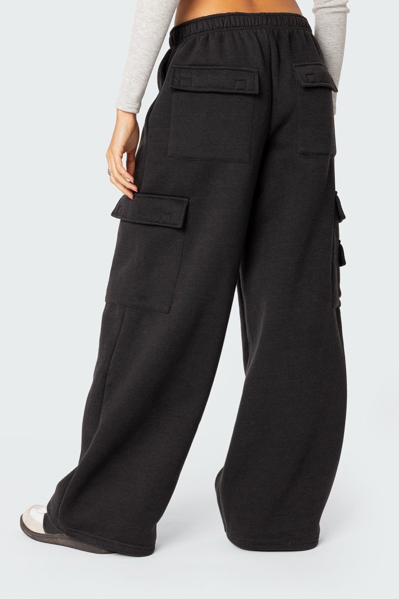 Edikted Wide Leg Cargo Sweatpants Cargo Pants Burgundy | USA DP338683I3