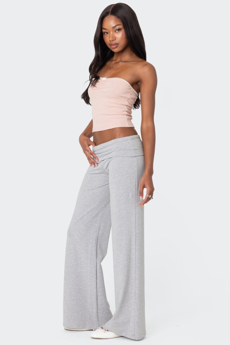 Edikted Wide Leg Fold Over Pants Black | USA BM498939S6