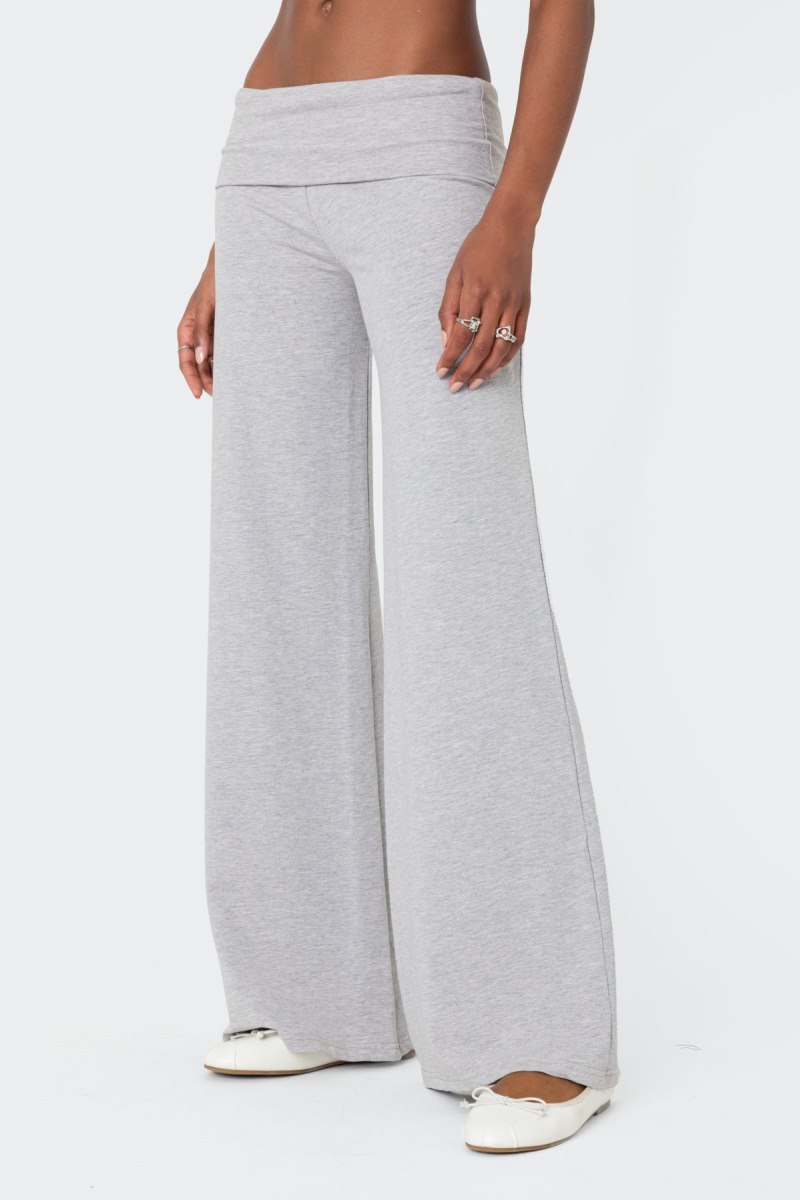 Edikted Wide Leg Fold Over Pants Black | USA BM498939S6