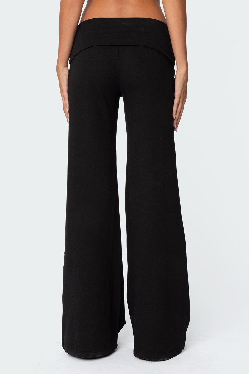 Edikted Wide Leg Fold Over Pants Black | USA YP695689B5