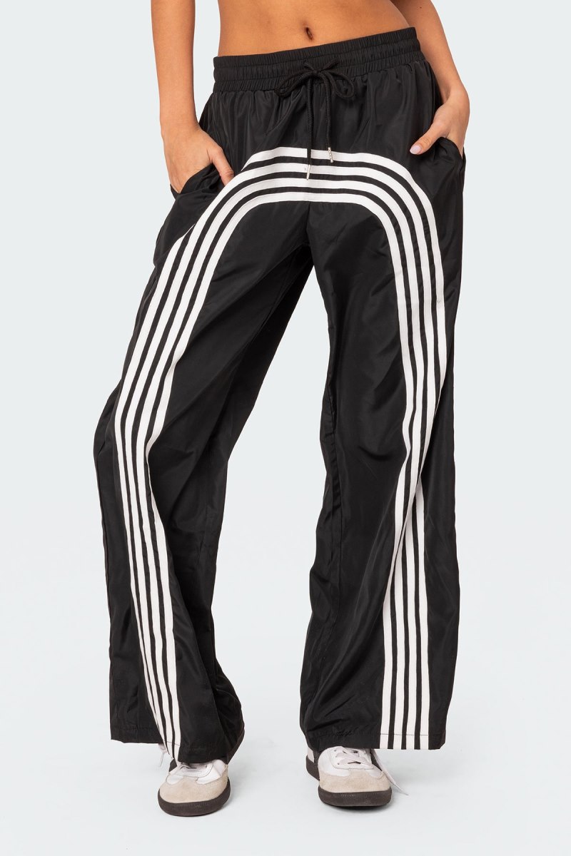 Edikted Wilda Striped Nylon Track Pants Black And White | USA FG343624E0