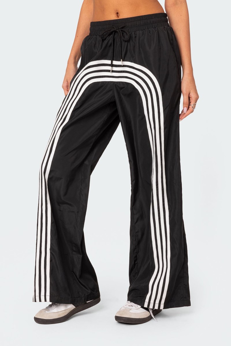Edikted Wilda Striped Nylon Track Pants Black And White | USA FG343624E0