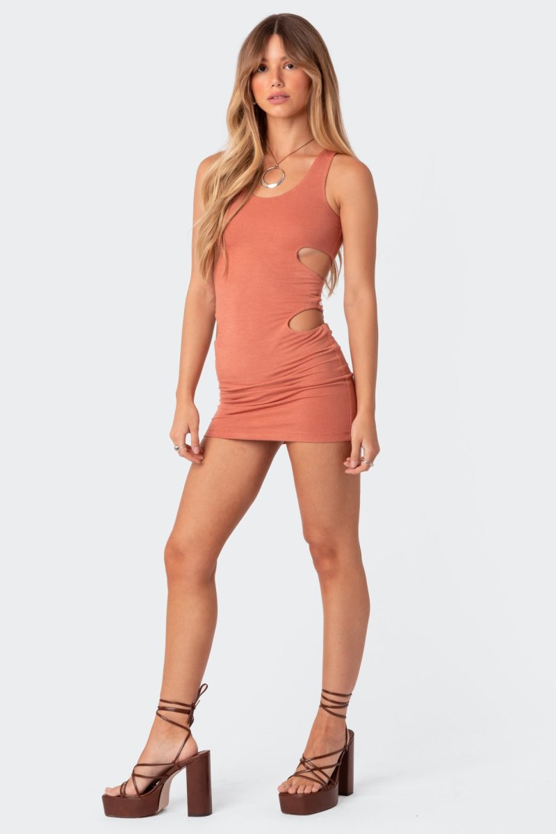 Edikted Wilma Knit Mini Cut Out Dress Hamra | USA EF115771H2