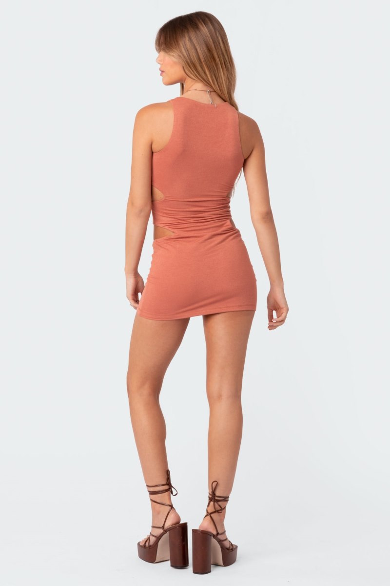 Edikted Wilma Knit Mini Cut Out Dress Hamra | USA EF115771H2