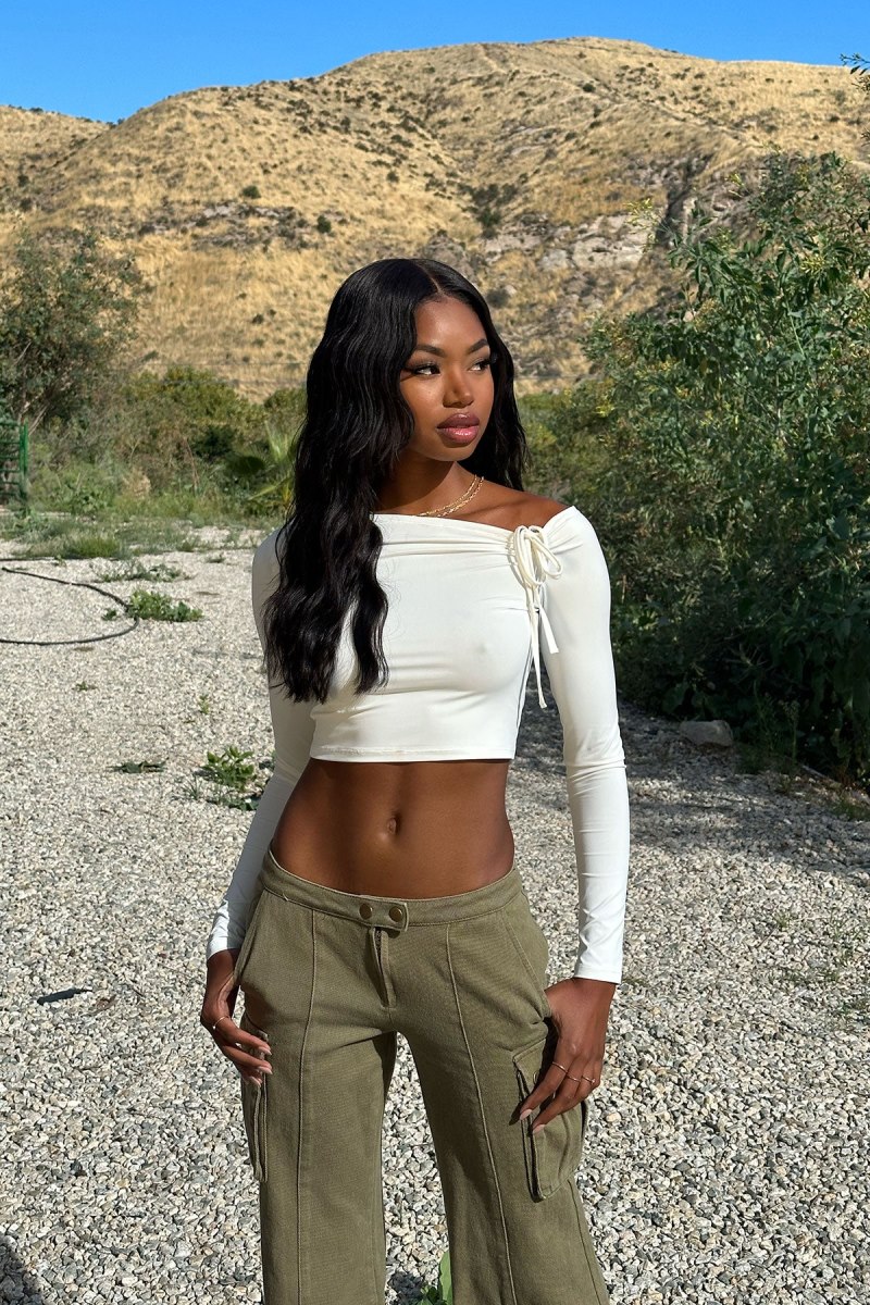 Edikted Winona Asymmetric Tie Crop Tops White | USA RK022532R3