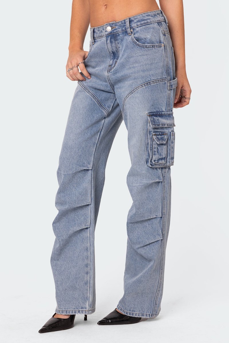 Edikted Winslow Cargo Jeans Cargo Pants Light Blue | USA YF703940I6