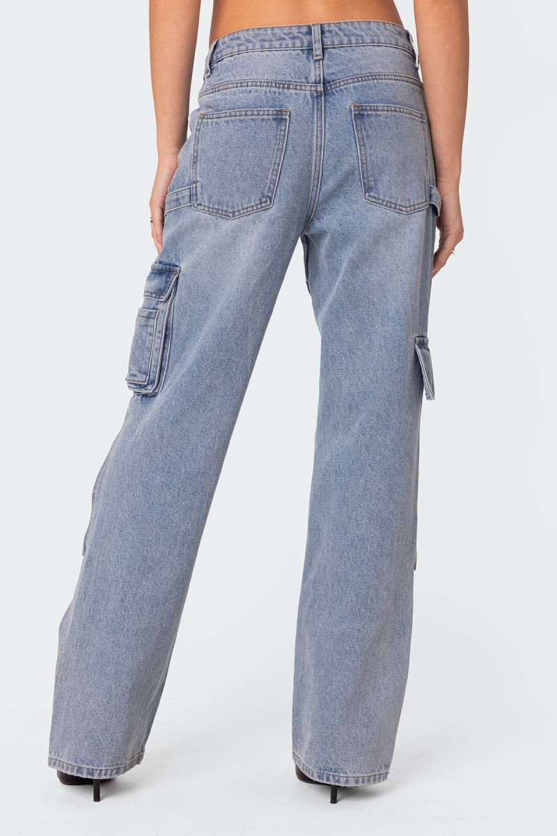 Edikted Winslow Cargo Jeans Cargo Pants Light Blue | USA YF703940I6