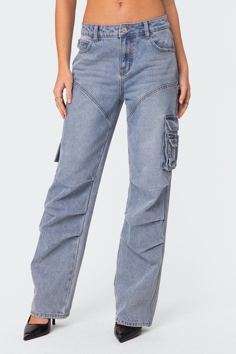 Edikted Winslow Cargo Jeans Light Blue | USA WA200780H7