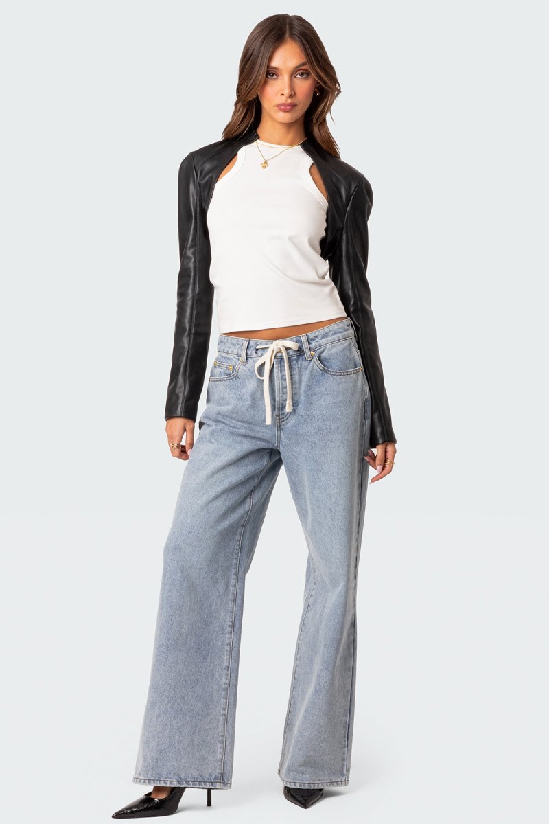 Edikted Wynn Low Rise Oversized Jeans Light Blue | USA NT906400U6