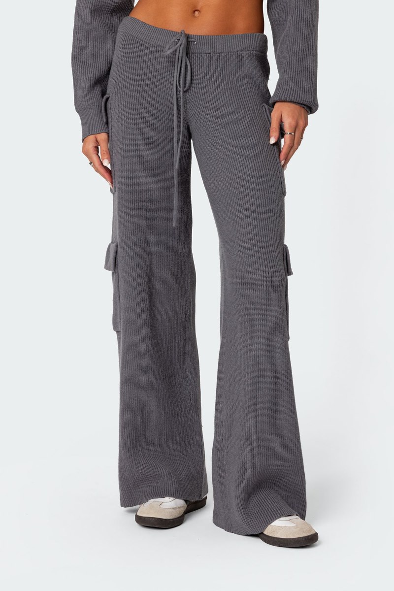 Edikted Wynter Knit Cargo Pants Blue | USA FP200560T2