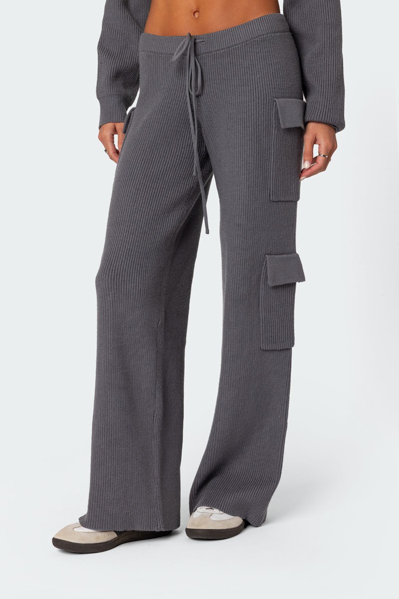 Edikted Wynter Knit Cargo Pants Blue | USA FP200560T2