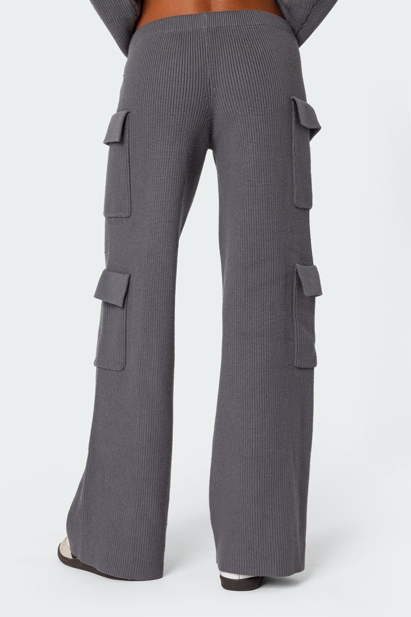 Edikted Wynter Knit Cargo Pants Blue | USA FP200560T2