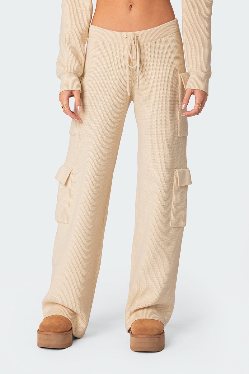 Edikted Wynter Knit Cargo Pants Blue | USA OU693439E3