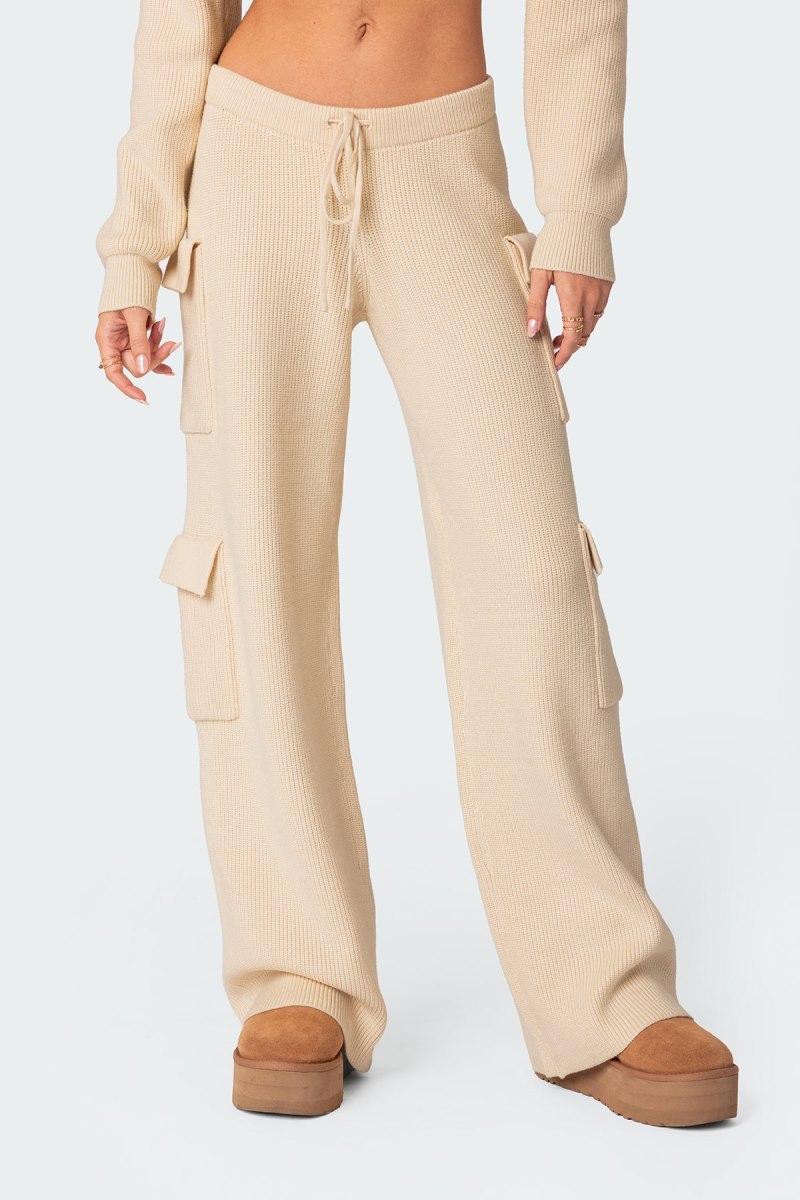 Edikted Wynter Knit Cargo Pants Blue | USA OU693439E3