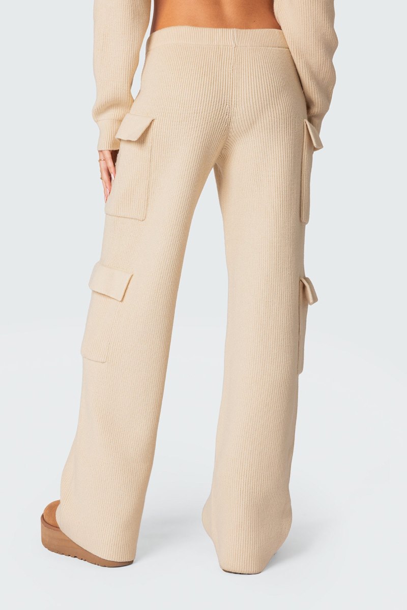 Edikted Wynter Knit Cargo Pants Blue | USA OU693439E3