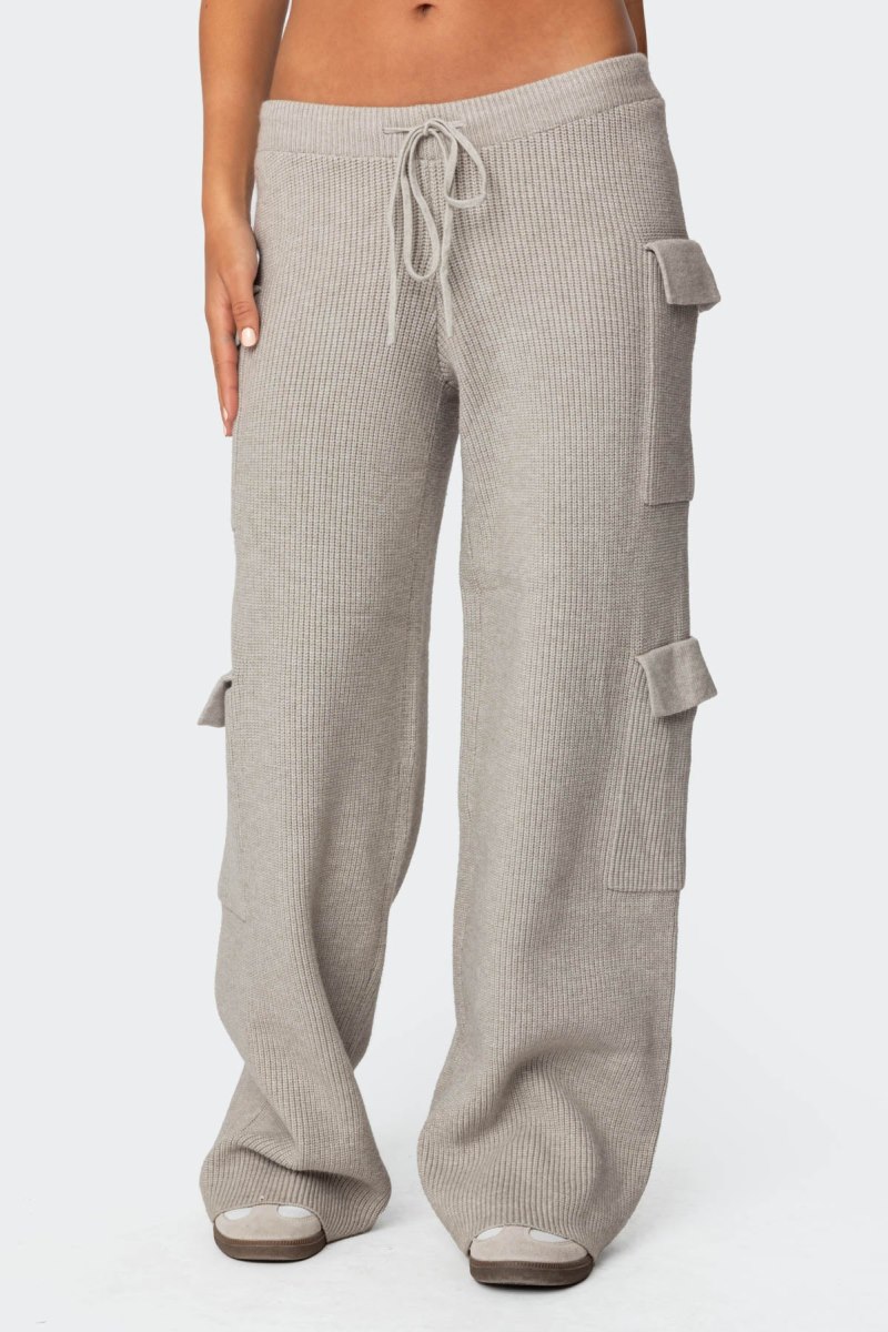 Edikted Wynter Knit Cargo Pants Blue | USA WW954345V4
