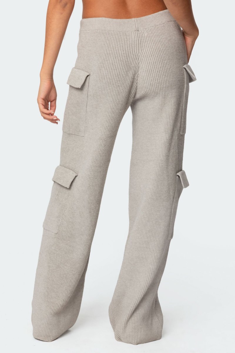 Edikted Wynter Knit Cargo Pants Blue | USA WW954345V4
