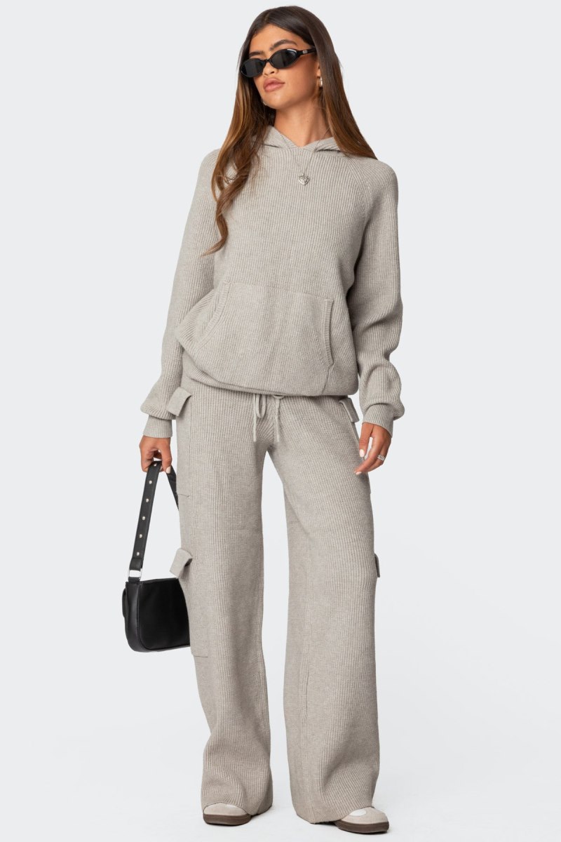 Edikted Wynter Knit Cargo Pants Blue | USA WW954345V4