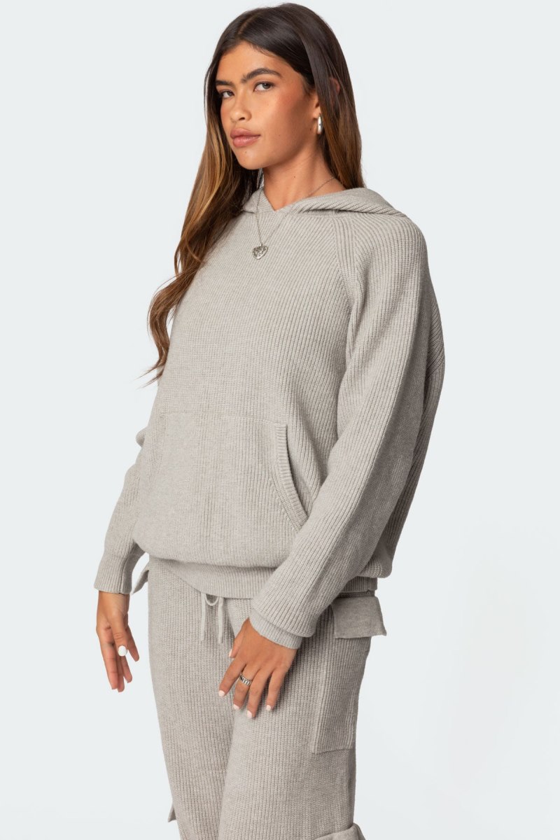 Edikted Wynter Oversized Hoodie Knitted Tops Blue | USA CD170897M6